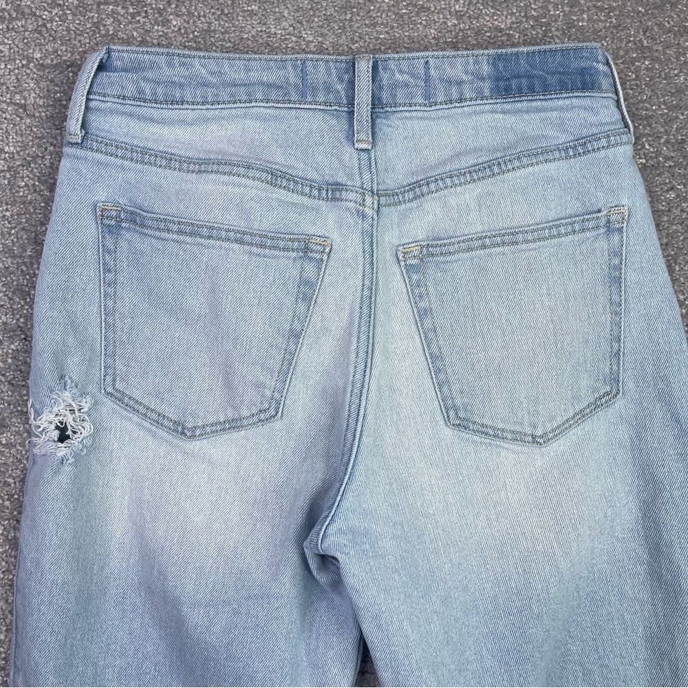 Hollister Jeans Women's 26 Blue Straight High Rise Light Wash Button Fly Ripped - Picture 5 of 12